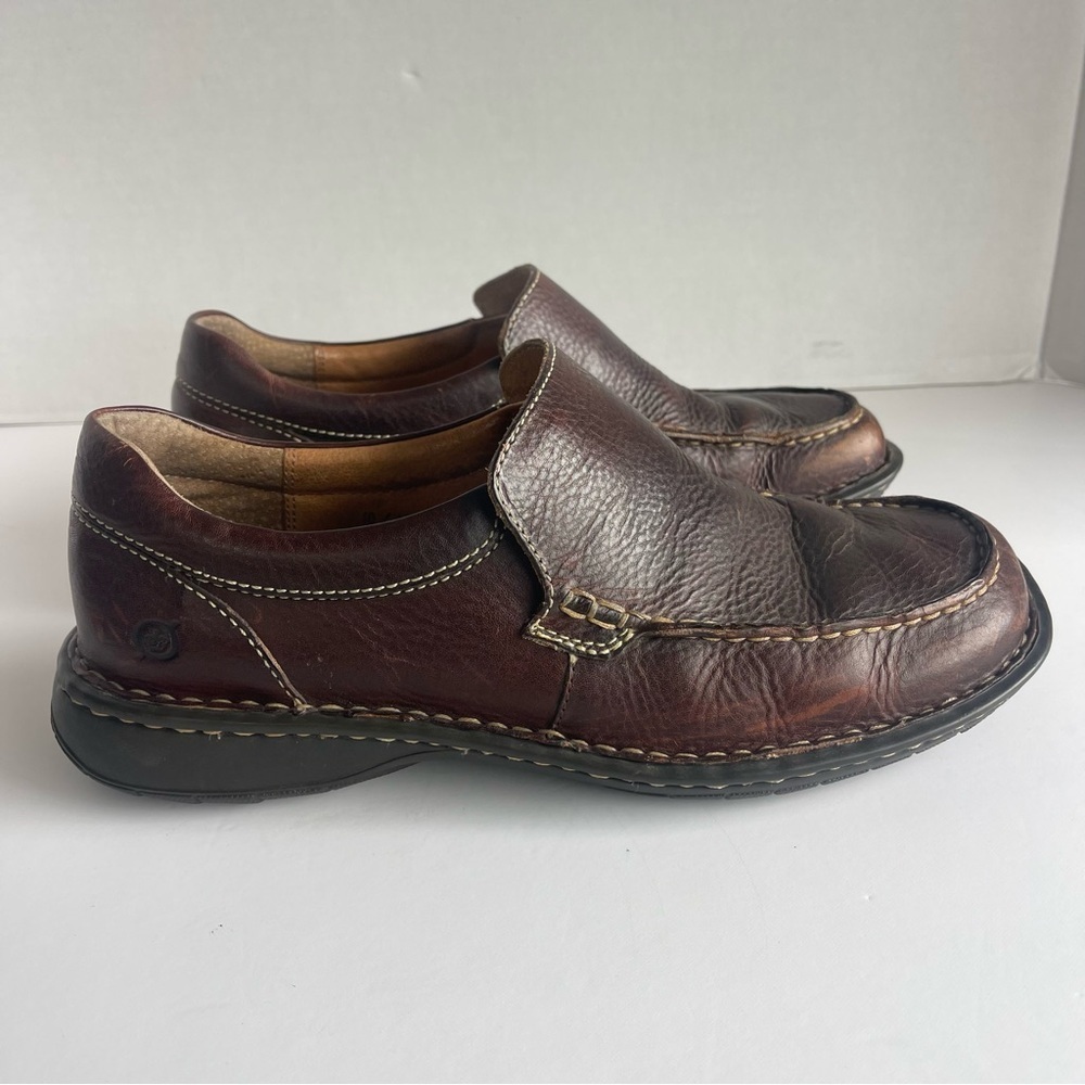 Born M6179 Men's Brown Leather Slip-On Shoes Size 10